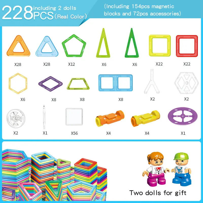 3D твердые/прозрачные цветные мини Магнитные строительные блоки, Обучающие магнитные блоки для детей - Цвет: 228pcs Solid Color
