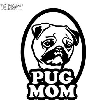 

Volkrays Personality Car Sticker Pug Mom Accessories Reflective Waterproof Cover Scratches Sunscreen Vinyl Decal,14cm*10cm