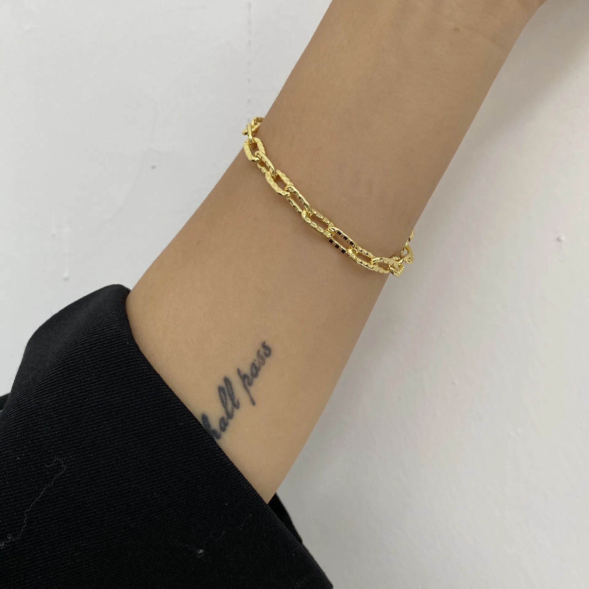 

Brass With 18K Gold Pave Chains Bracelet Women Jewelry Designer T Show Runway Sweety Boho Japan Korean Sample Trendy