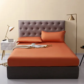 

BEIYAYAN 100% Pure Cotton Silky Soft bed mattress with four corners and elastic band sheets Solid color Bedding Linens