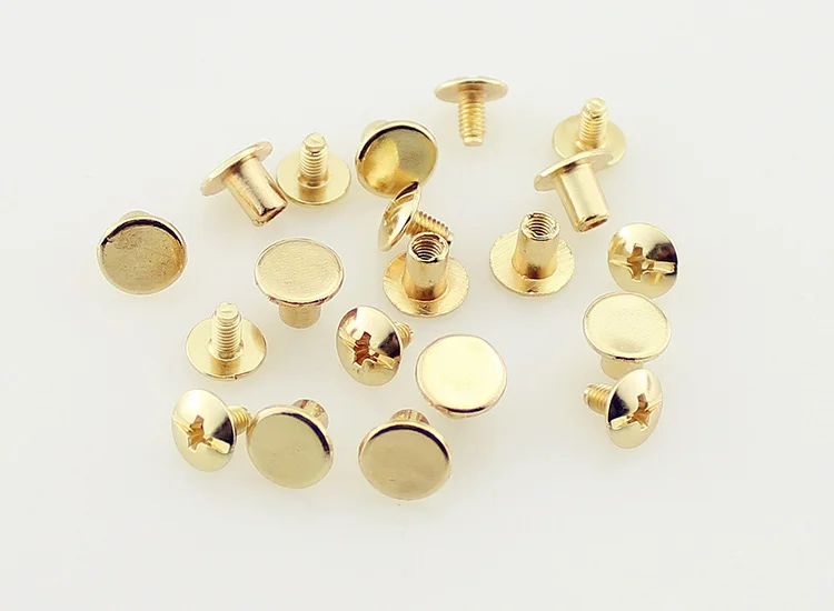 50 Sets 8x6mm(5/16 inch) Round Flat Head Chicago Screw Button Metal Rivets For Leather Craft Spikes And Studs For Clothing