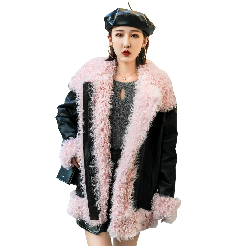 Осенне-зимнее пальто женская одежда куртка из натуральной кожи шерстяное пуховое пальто с меховым воротником из овчины корейские винтажные Топы ZT4064