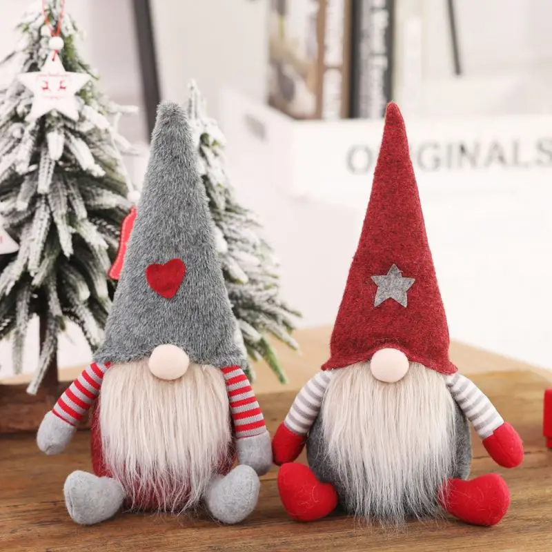 Knitted Sitting Tomte Christmas Gnome Doll Decorations Tabletop Santa Figurines Ornaments Holiday Present Produtos De Natal