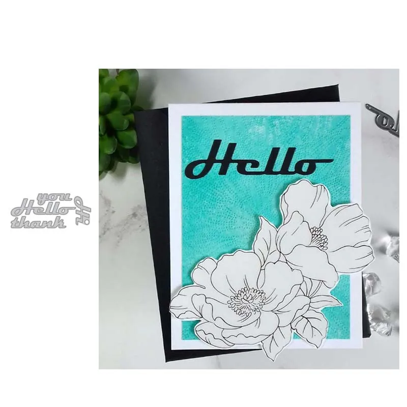 

JC Metal Cutting Dies Scrapbooking Thank You Hello Words Letters Stencil Craft Paper Knife Mould Blade Punch Card Make Die Cut