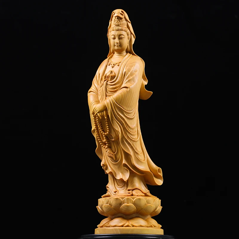 Фэн шуй украшение с изображением Будды стоящая Гуаньинь Bodhisattva Huangyang деревянная статуя из цельного дерева