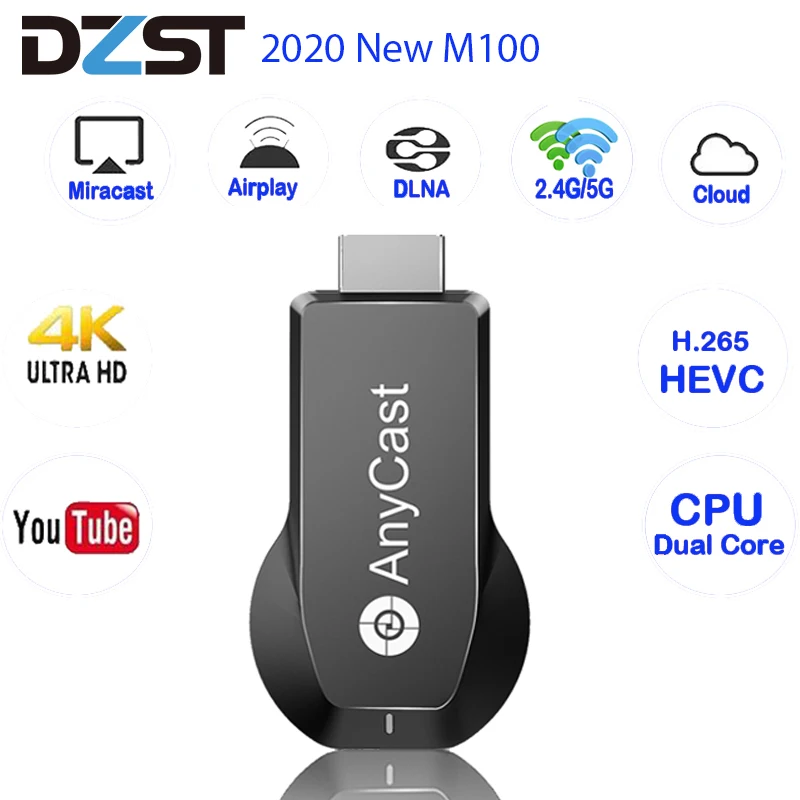 Anycast M100 2020 WiFi Display Dongle 2.4G 5G HDMI 4K Ultra HD VS AnyCast M2 Plus Tv Stick for IOS Android Smart Phone Tablet Anycast M100 2020 WiFi Display Dongle 2.4G 5G HDMI 4K Ultra HD VS AnyCast M2 Plus Tv Stick for IOS Android Smart Phone Tablet
