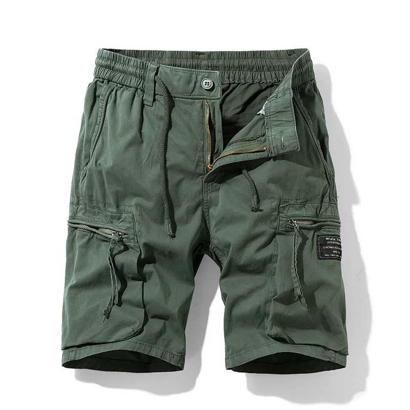 2021 New Summer Solid Color Fashion Cotton Casual Breeches Cargo Men Shorts Men Breathable Quick Dry Multi Pocket Hip Hop Short 4