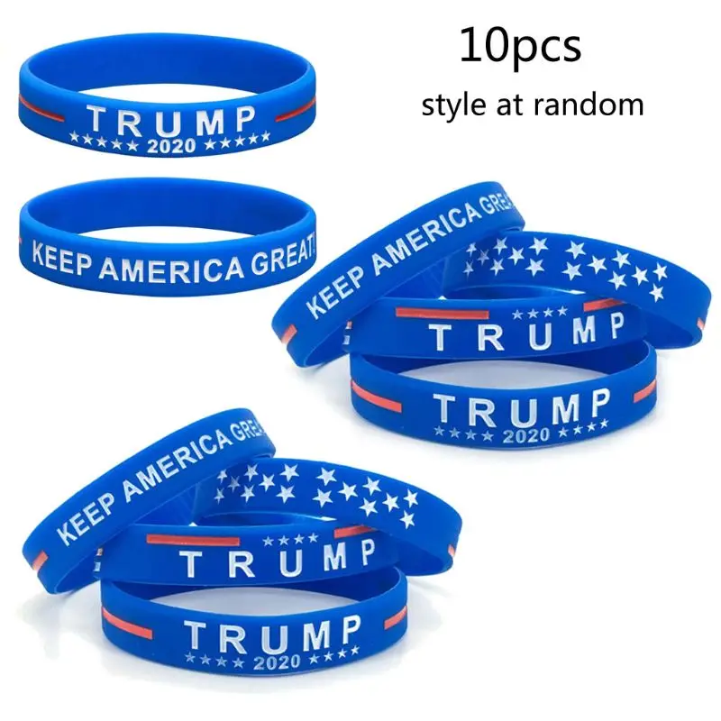 Новинка 10 шт Trump Keep America Great for President набор силиконовых браслетов унисекс