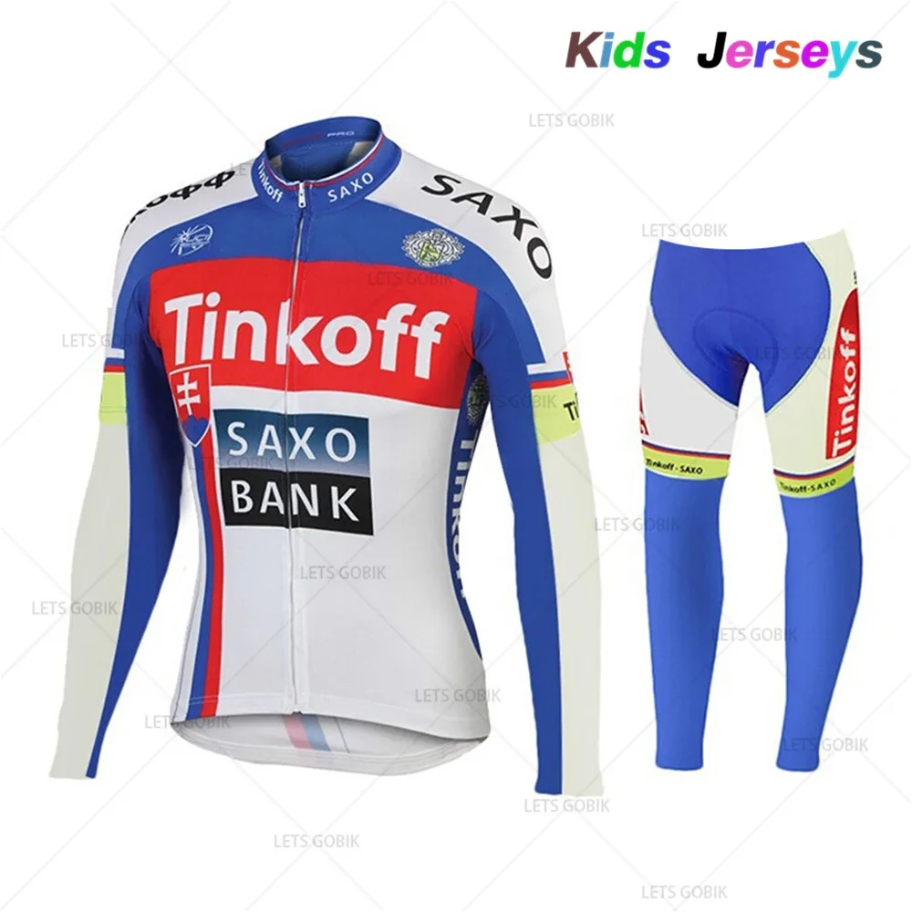 Г. Детский комплект с длинными рукавами для велоспорта, Джерси Pro Team tinkoff, одежда для велоспорта на весну/осень дышащая, противоуф, велосипедная форма