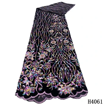 

Velvet Lace Fabric With Sequins Lace African Lace Fabric 2020 High Quality French Lace Fabric 5 Yards For Party Dress HJ4061