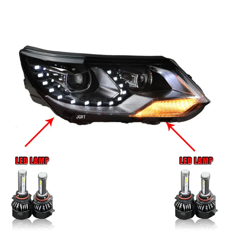 ALL LED version 2 шт. автомобильный стиль светодиодный фары для vw Tiguan 2013- для Tiguan Головной фонарь светодиодный DRL Объектив двойной луч H7 HID Xenon bi xenon объектив - Цвет: ALL LED version
