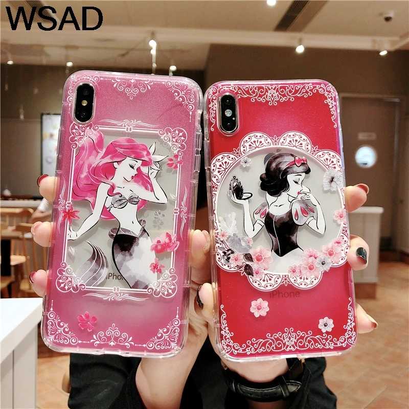 

Sleeping Beauty Snow White Mermaid Rapunzel Fashion Back Cover Soft TPU Phone Case For iPhone 11 Pro X XS Max XR 6 6S 7 8 Plus