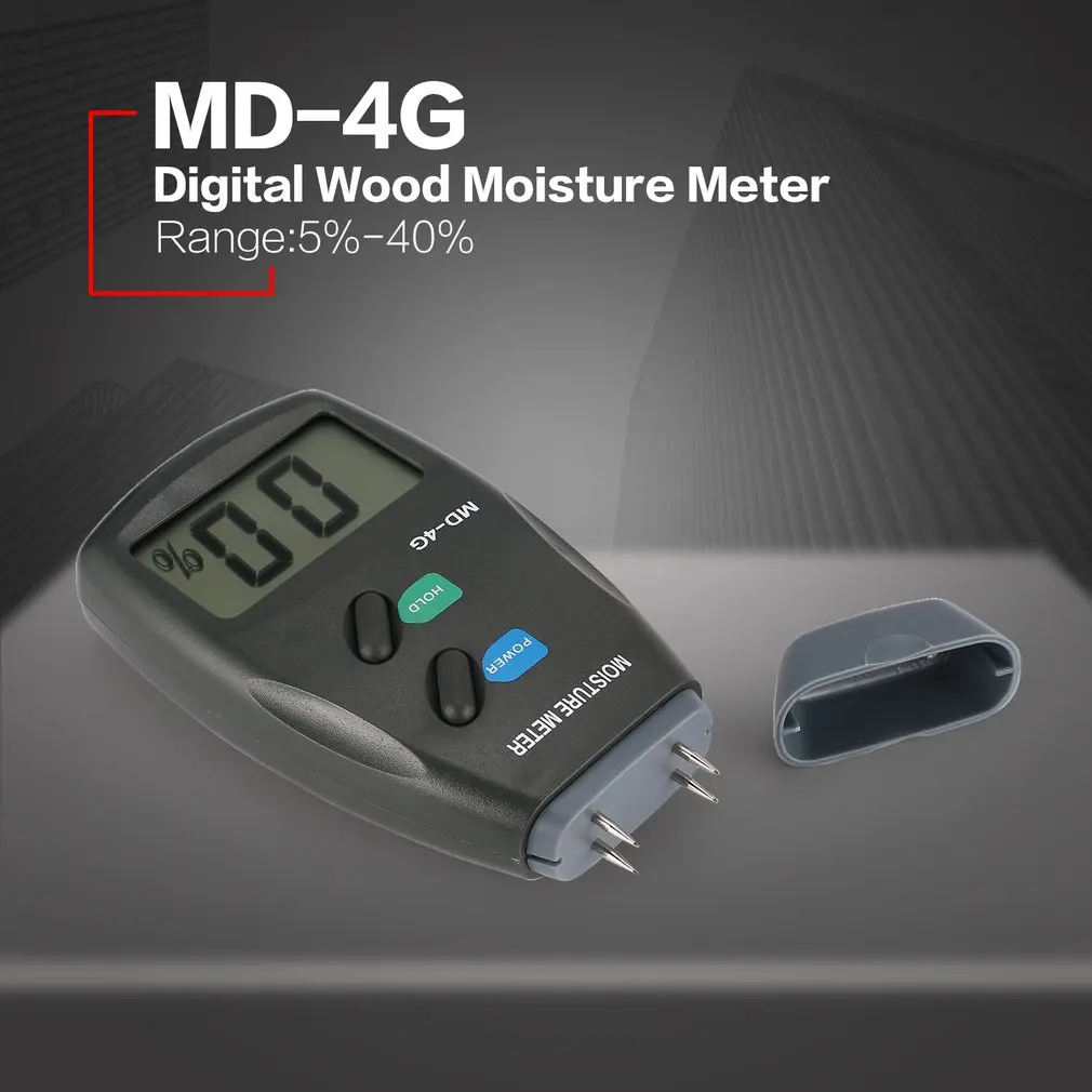 

MD-4G 4 Pins Digital LCD Wood Moisture Humidity Meter Analyzer Hygrometer Timber Damp Detector Tester Range 5% - 40%