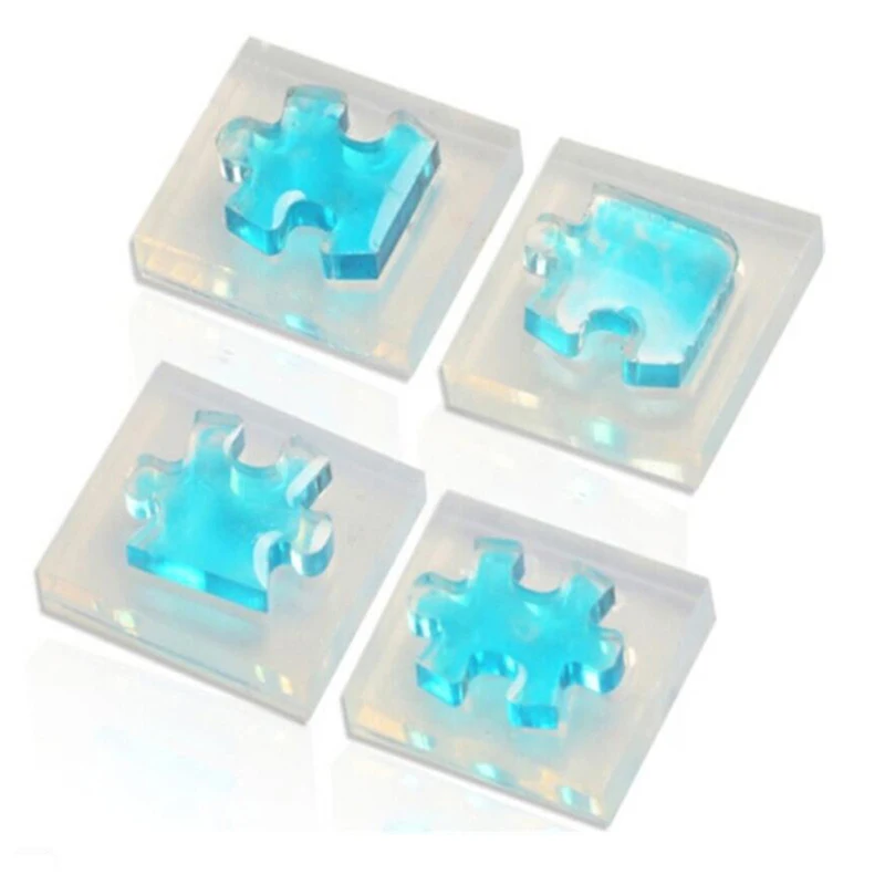 Silicone mold 4pcs/1pc/set Puzzle Piece Gemstone Crystal Epoxy Resin Mold DIY Jewelry Pendant Making Tools Epoxy Clear Silicone Mould
