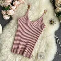 Fashion Women Summer Basic Tops Sexy Strappy Sleeveless Crop Top 2021 Female Casual Solid Color Ribbed Knit Vest - Image 3