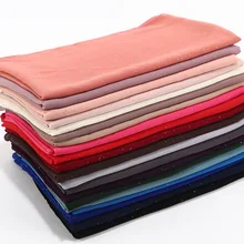 Сплошной цвет Весна Лето Блестящий шифоновый шарф для женщин Шиммер шаль мусульманский головной убор хиджаб шарфы Bufanda Mujer