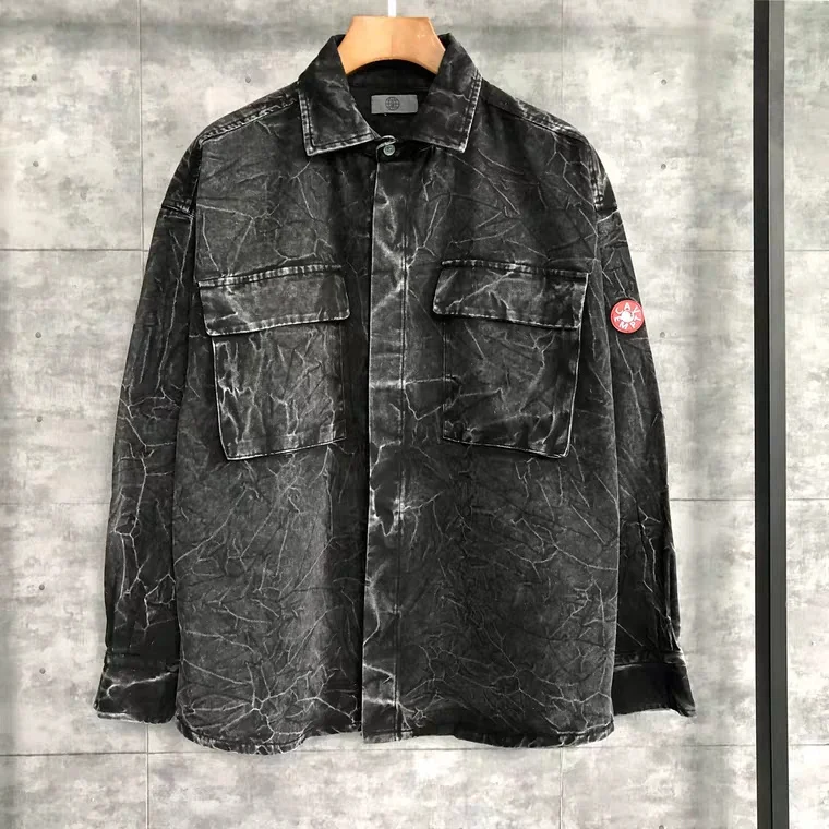 Cav Empt C.E Distressed женские мужские джинсовые рубашки куртка хип-хоп Уличная Мужская Повседневная джинсовая рубашка