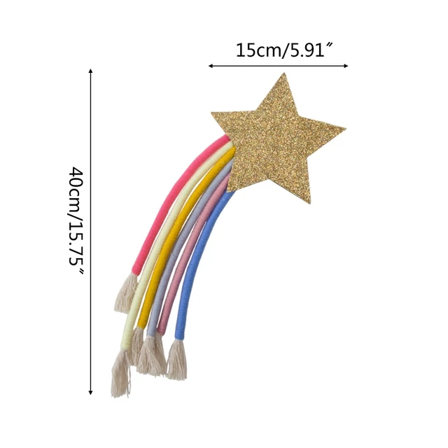 Nordic Lucky Star Hand-woven Macrame Rainbow Tapestry Wall Hanging Pendant Decor 2