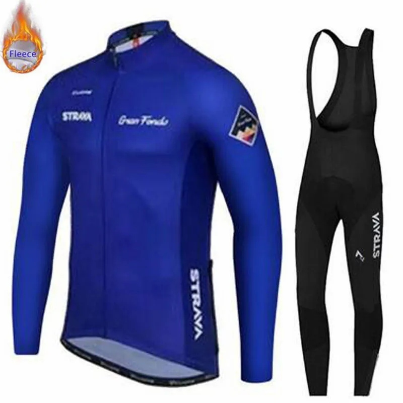 1 Pro Team Strava Мужская Зимняя Теплая Флисовая одежда для велоспорта Ropa Ciclismo Одежда с длинным рукавом для горного велосипеда комплект для спорта на открытом воздухе - Цвет: 1