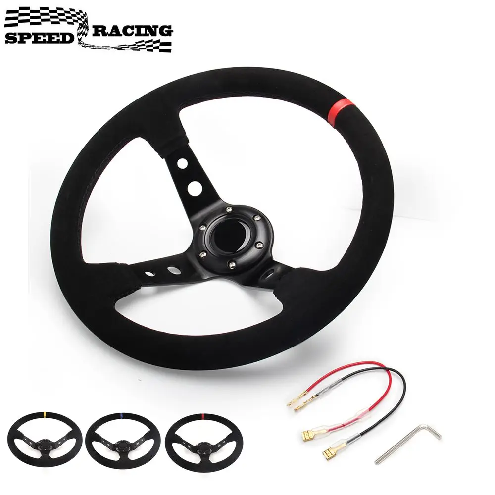 Suede Auto Racing Steering Wheels Deep Corn Drifting Sport 14inch 350mm Steering Wheel For Logitech G29 G920 Racing Game SW-1023