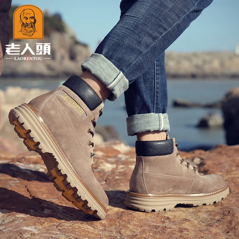 

LOTORY Martin Men's Boots Autumn Genuine Leather Hight-top Workwear MEN'S SHOES England Mid-top Winter Desert Short Boots