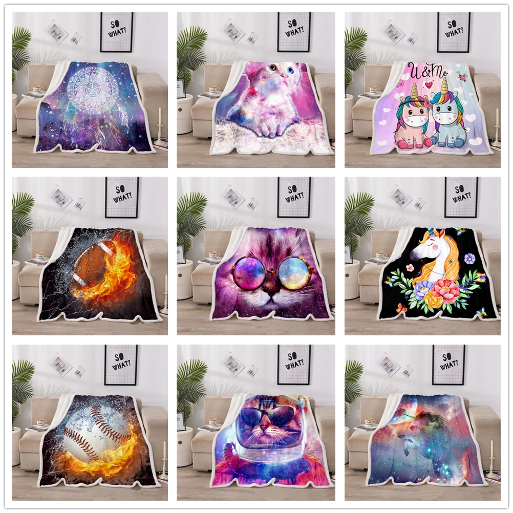 

Flannel Keep Warm Blanket Sherpa Fleece Soft Blanket Personalized Picture Rug Home Decoration For Bed Drop Shipping
