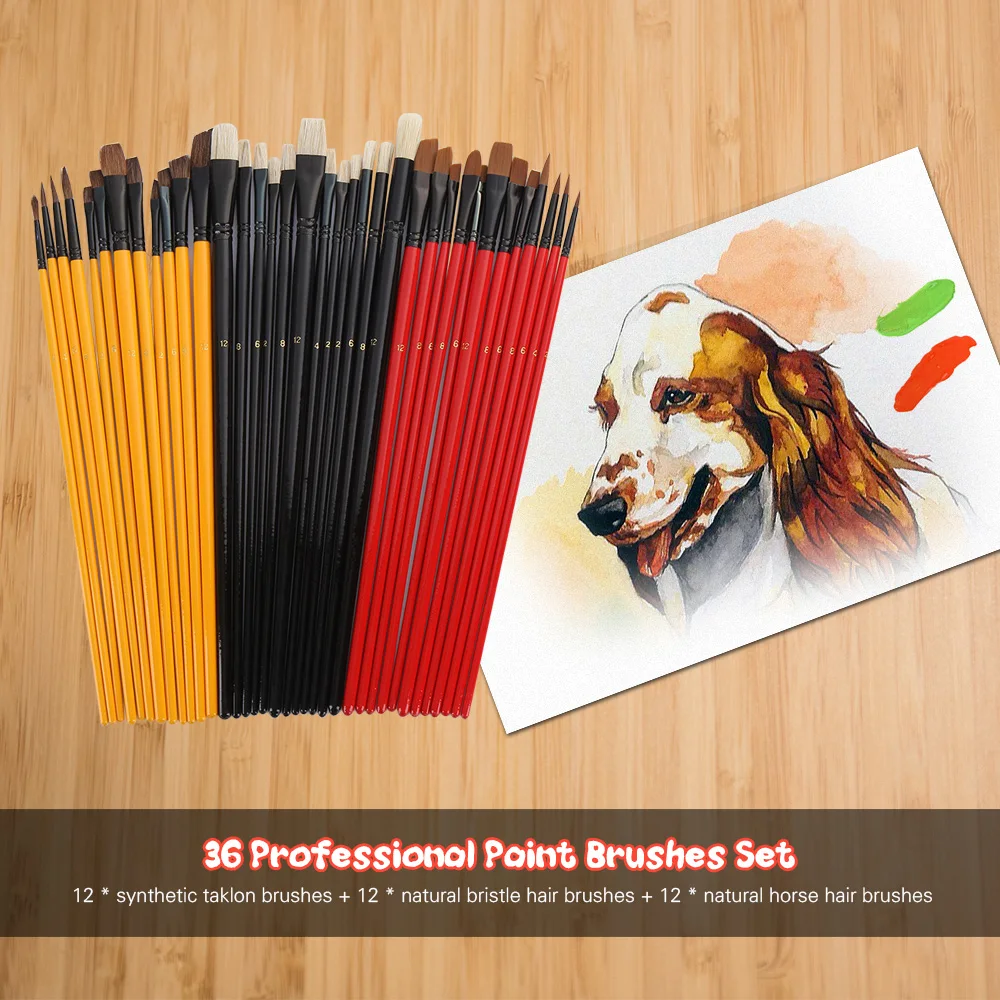 36 шт набор кистей для рисования стартовый включает в себя Taklon/щетинок/конский