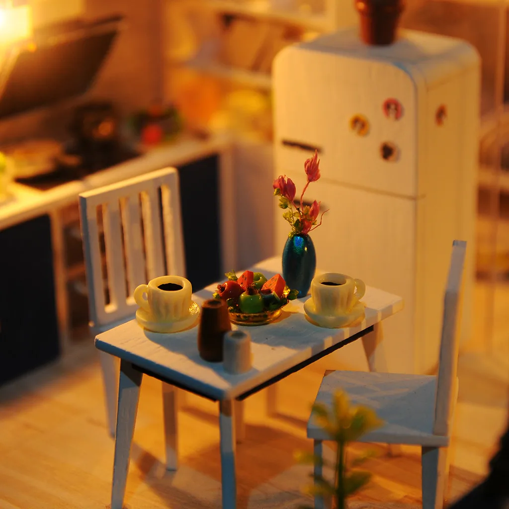 Миниатюрный дом мебель для детей Обучающие Развивающие игрушки DIY 3D деревянная миниатюрная мебель светодиодный дом креативные подарки игрушка Y1210