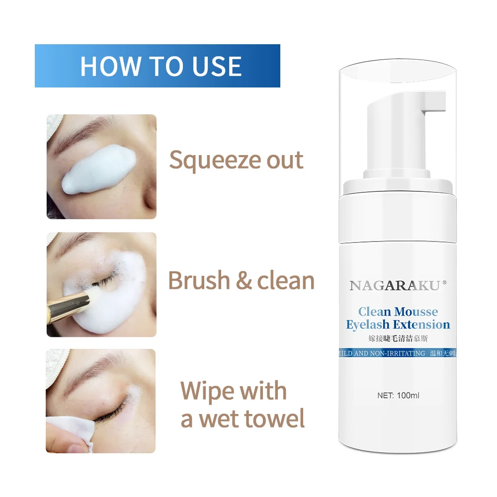 NAGARAKU Eyelash Extension Cleansing Mousse Shampoo Foam Pro Eyelashes Cleaner Bubble Non-irritation Gentle Fast Clean 3