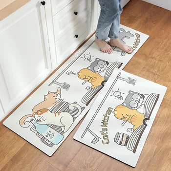 

Creativity INS style Kitchen leather floor mat Non-slip oil-proof Stain resistant Home No wash Long kitchen carpet pvc foot pad