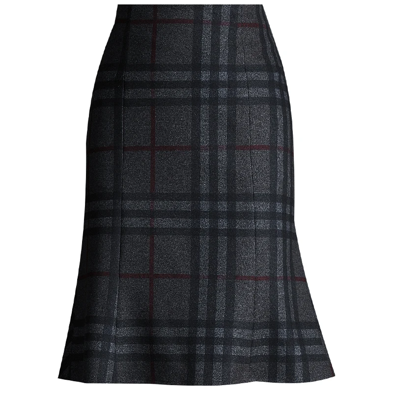 New Fall Winter Knit Skirt Women Gray Lattice High Waist Ruffle Mermaid Skirt S-3XL Plus Size Pencil Skirt Female