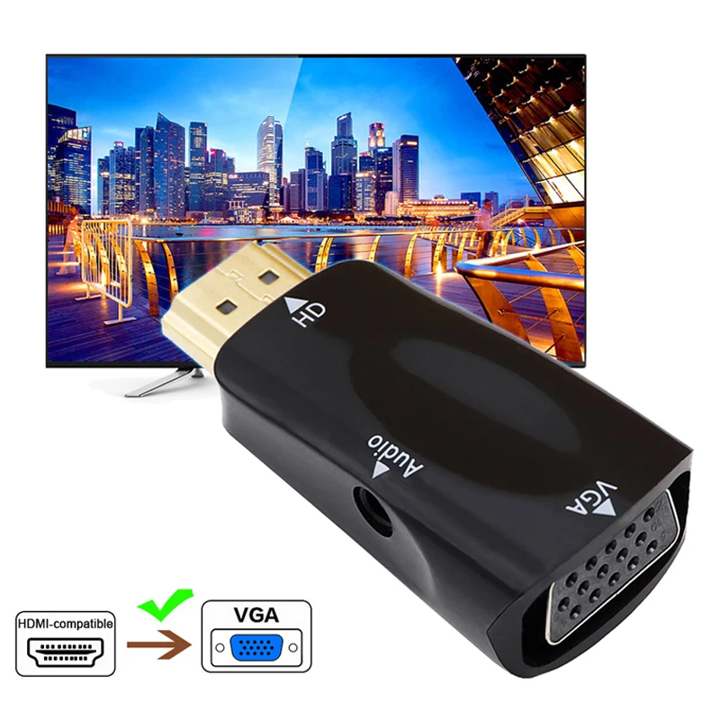 HDMI compatible To VGA Cable Converter HD 1080P Male To Female with
