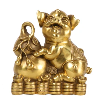 

MOZART Bronze Pure Copper Gourd Pig Ornaments 12 Zodiac Pig Crafts Home Decoration