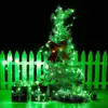 Dimmable 11m/21m Green/Red LED Outdoor solar String Lights Fairy Holiday Christmas Party Garland Solar Garden Waterproof Lights 5
