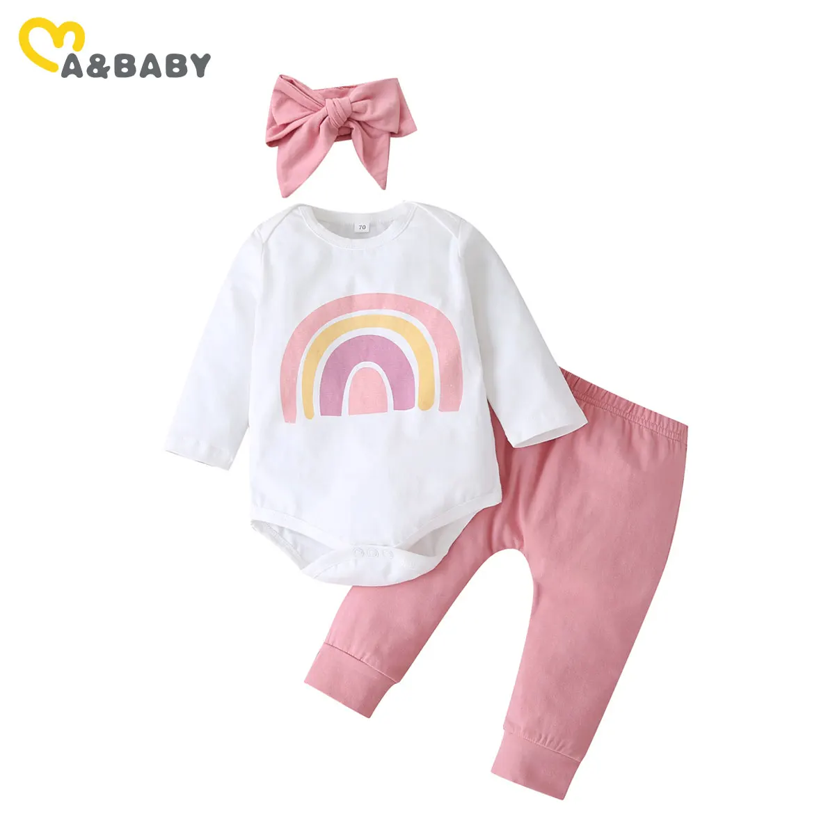Ma&Baby 3 18M Toddler Newborn Baby Girls Rainbow Clothes Set Cute Long