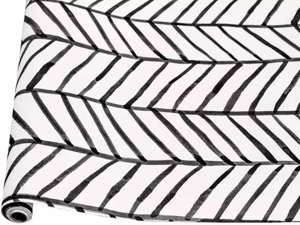 

Self Adhesive Peel and Stick Stripes Herringbone Wallpaper Modern Pvc Black White Vinyl Contact Paper Rolls For Room Home Decor