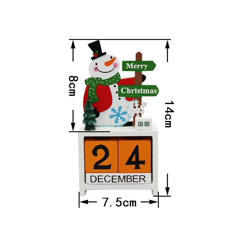 Christmas Advent Countdown Calendar Wooden Santa Claus Snowman Reindeer Pattern With Painted Blocks Holiday Home Ornament Decor - Цвет: A-2