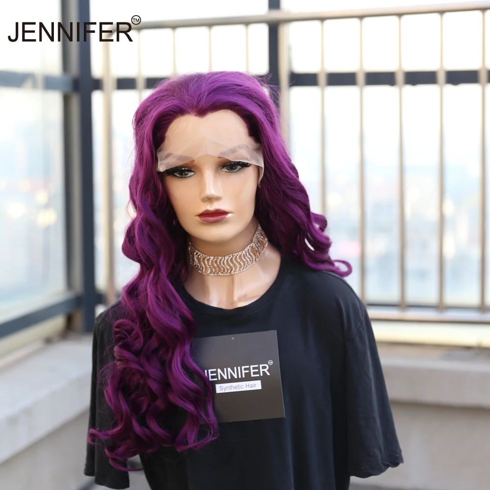 

Synthetic Wigs Brown Purple 2 color Long Wave Wigs Cosplay/Party/Daily Wigs Part Lace Front Heat Resistant Wigs for Women