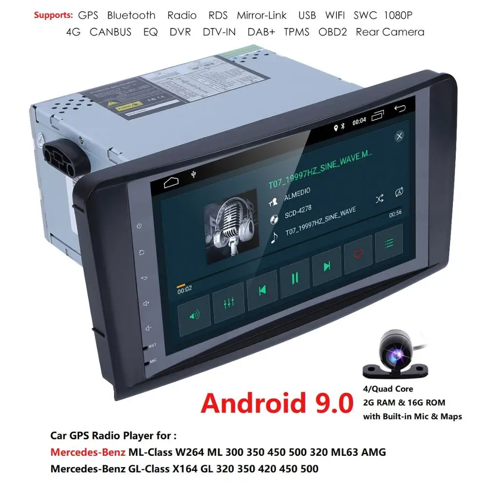 9 дюймов Android 9,0 автомобиля NO-DVD плеер для Mercedes Benz ML класса W164 ML350 ML500 X164 GL320 GL500 GL350 GL450 Камера RDS DTV-IN