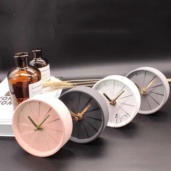 

Nordic Minimalist Style Creative Table Mute Clock Student Desktop Silent Clock Cement Concrete Desk Clock