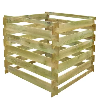 

VidaXL FSC Wood Square Slatted Compost Bin 0.54 M3 Sturdy Durable And Rot-Resistant Material Wooden Composter