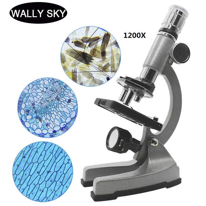 

1200X Metal Microscope Illuminated Monocular Biological Microscope Present Gift for Children Student Educational Toy Microscope
