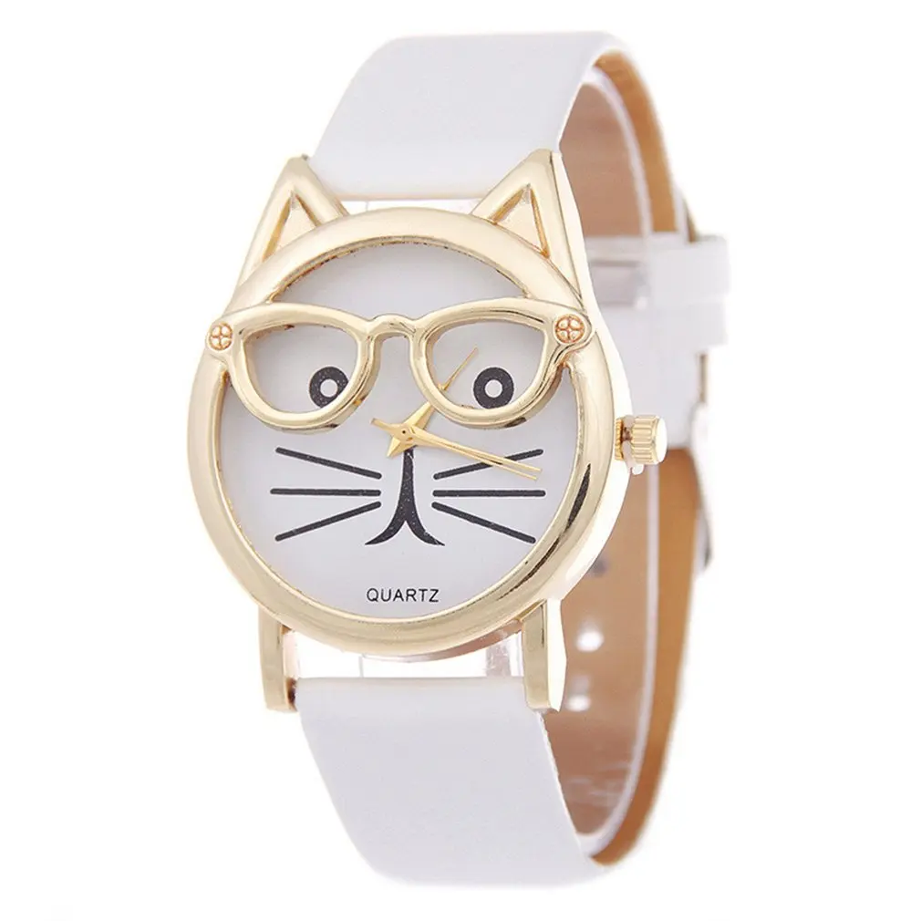 Женские кварцевые часы с милым котом, детские наручные часы, подарки, женские часы, женские часы под платье