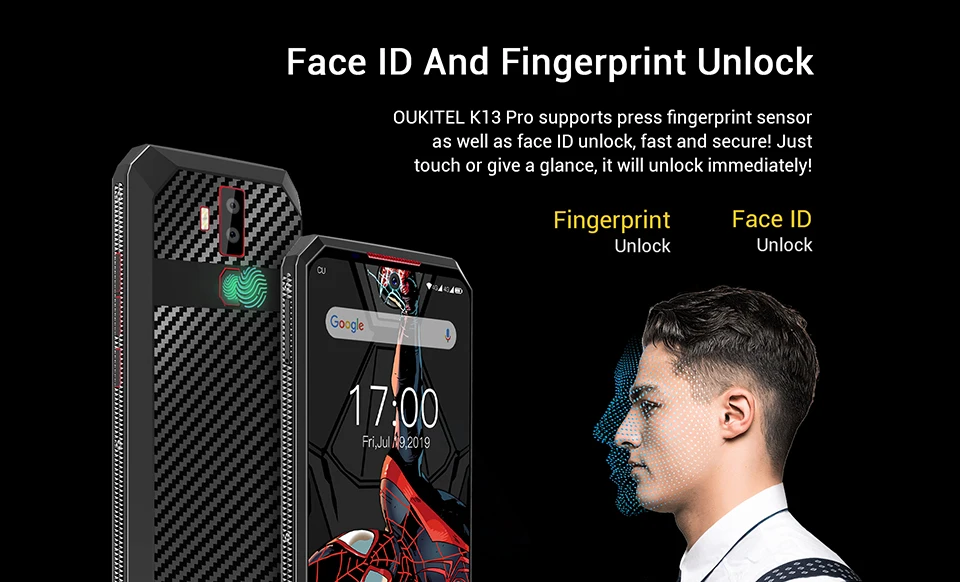 OUKITEL K13 Pro Android 9,0 6,41 дюймов 19,5: 9 4GB 64GB 720*1560 смартфон 11000 мАч отпечатков пальцев 5 V/6A ОТА мобильного телефона