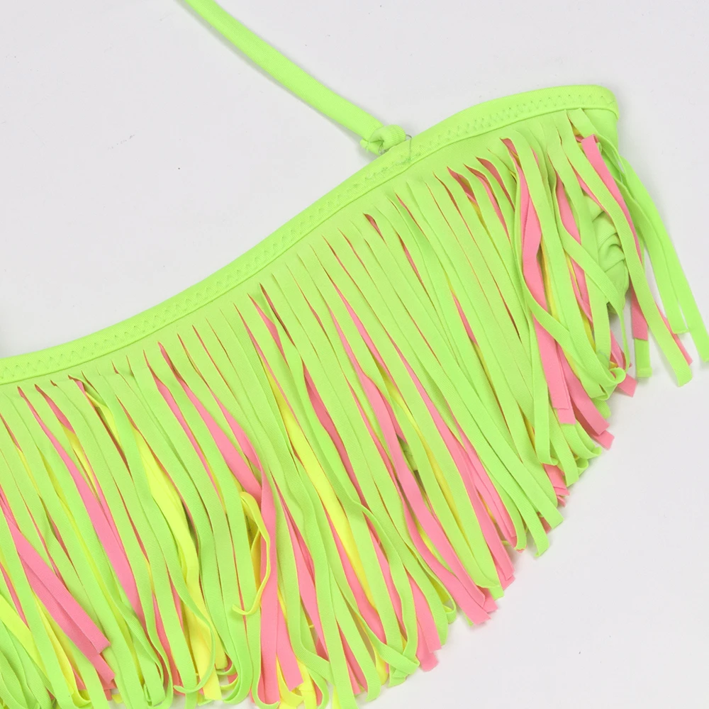 Tassel Girls Kids Swimsuit Swimwear Swimming Suit Children Bandage Bikinis Holiday Beach Baby Biquini Infantil girls swimsuit