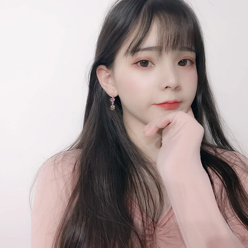 Trendy Crystal Women Dangle Earrings Purple Crystal Earrings Bohemian Fashion Earrings For Women Statement Women Accessories