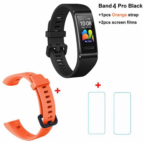 black x orange x fil Умный Браслет huawei Band 4 Pro, инновационные часы, лица, автономный gps, проактивный мониторинг здоровья, SpO2, кислород крови - Цвет: black x orange x fil