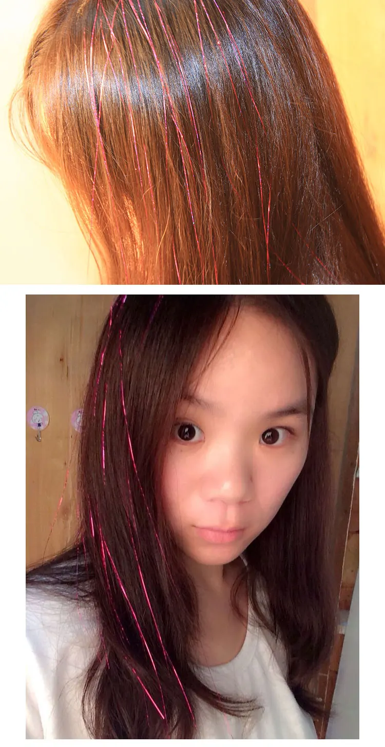 100 см Блестки для волос, блестящая мишура, секатор для волос, синтетические волосы для наращивания, блестки радуги для девочек и вечерние аксессуары