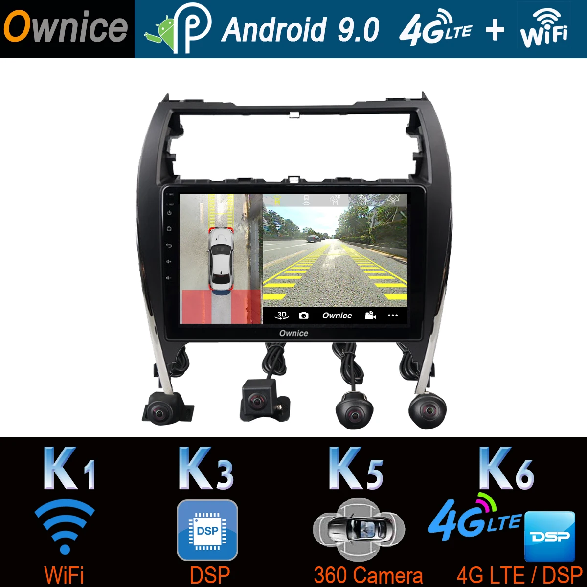Камера 360 ° 8 ядер Android 9 0 4 + 64G GPS радио CarPlay DSP Автомобильный мультимедийный плеер