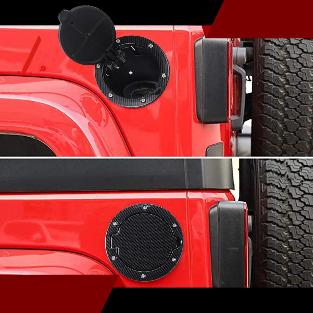 Carbon Fiber Aluminum ABS Fuel Filler Door Cover Gas Tank Cap Fit for Jeep Wrangler JK 2006-2018